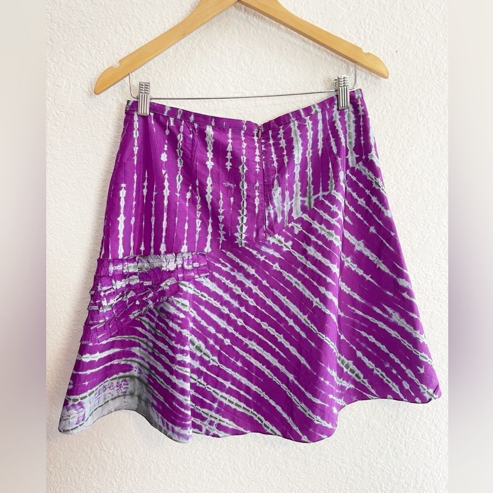 Sachin & Babi x Anthropologie tie dye silk mini Skirt purple and gray 6